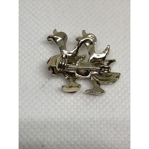 VTG Gold Tone Green Rhinestone Enameled Ducks Scatter Pin Brooch - Picture 7 of 12